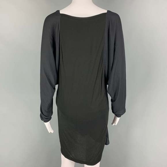 NINA RICCI Grey Black Modal Mixed Fabrics Dolman Sleeve Dress - Picture 3 of 5
